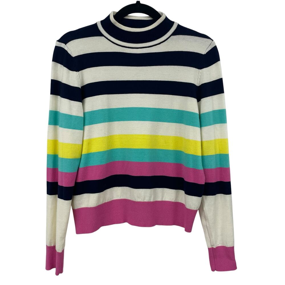 THML Mock Neck Multicolor Striped Pullover Sweater Womens Small